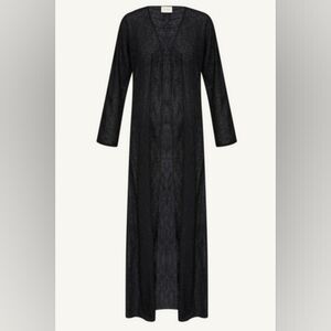 Malak Embroidered Open Abaya - Black